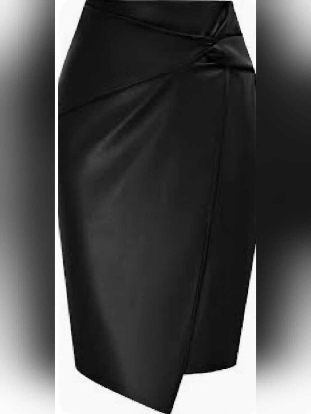 NWT / Asymmetric Black Faux-Leather Pencil Skirt / Large